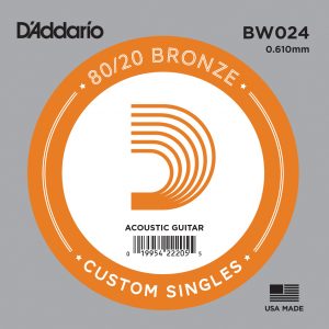 D’Addario BW024 Bronze Wound Acoustic Guitar Single String, .024