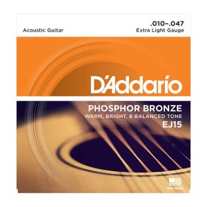 D’Addario EJ15 Phosphor Bronze Acoustic Guitar Strings, Extra Light, 10-47