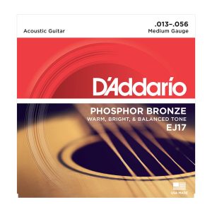 D’Addario EJ17 Phosphor Bronze Acoustic Guitar Strings, Medium, 13-56