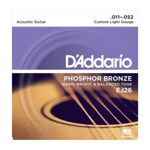 D’Addario EJ26 Phosphor Bronze Acoustic Guitar Strings, Custom Light, 11-52