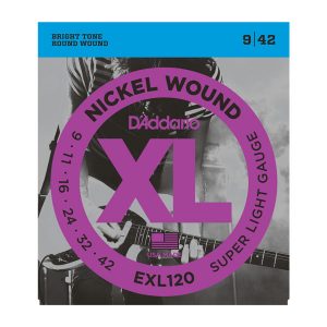 D’Addario EXL120 Nickel Wound Electric Guitar Strings, Super-Light, 09-42