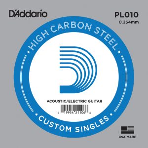 D’Addario PL010 Plain Steel Guitar Single String, .010